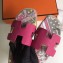 Hermes Print Oran Flat Slipper Sandals Fuchsia