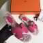 Hermes Print Oran Flat Slipper Sandals Fuchsia
