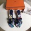 Hermes Heel 5cm Print Oasis Slipper Sandals Dark Blue