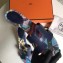 Hermes Heel 5cm Print Oasis Slipper Sandals Dark Blue