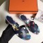 Hermes Heel 5cm Print Oasis Slipper Sandals Dark Blue