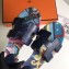 Hermes Heel 5cm Print Oasis Slipper Sandals Dark Blue
