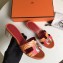 Hermes Heel 5cm Print Oasis Slipper Sandals Orange