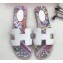 Hermes Print Oran Flat Slipper Sandals Box White