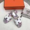 Hermes Print Oran Flat Slipper Sandals Box White