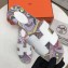 Hermes Print Oran Flat Slipper Sandals Box White